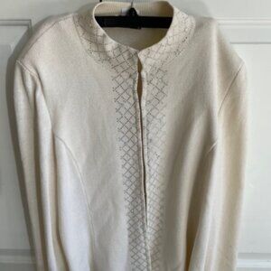 Women's Cream Knit JSS Blazer Jacket with Silver Decorations - Size XL